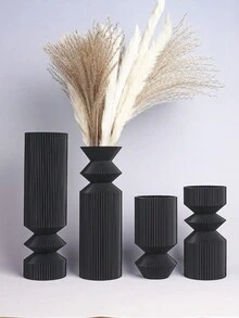 1 件 3D 打印干花花瓶木质家居装饰 - 婴儿和宠物花瓶简约设计礼物，适合她或他 - 黑色 - 查看 3
