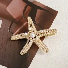 2pcs Ocean Theme Hair Accessories For Women - Starfish Hair Clips, Pearl Starfish Hair Clamp, Side Clamps Duck Clips, Beach Vacation Style Decorative Hairpieces, Claw Clips, Hair Claws, Hair Slide, Hair Barrettes, Alligator Hair Clip, School Stuff, Pearl Hair Accessories