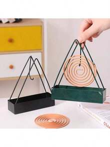 Simple Mosquito Coil Rack Triangular Iron Mosquito Coil Tray Seat Gray Creative Home Hanging Vertical Incense Burner Mosquito Coil Box Halloween,Spooky,Autumn,Festival,Holiday Christmas,Winter,Holiday,Festival - Multicolor - View 3