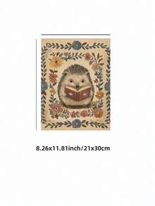 1 件无框刺猬阅读数码艺术印刷品，复古书籍和手绘野花，暖土色调，异想天开的乡村风格海报，爱书人礼物，儿童房装饰，乡村宿舍返校墙面艺术，时髦海报卧室装饰，家居装饰墙面印刷品装饰 - 彩色 - 查看 13