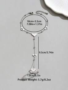 1pc Fashionable White Shell Heart Shaped Stainless Steel Connected Finger Bracelet For Women, High-End Luxury Versatile Celebration Holiday Sexy Ring Bracelet Jewelry - Yellow Gold - View 11