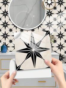 Boho Geometric Spanish Talavera Mosaic Tile Stickers 10Pcs 10/15/20/30cm Glitter Crystal Film Waterproof Oil Proof Removable No Residue Easy Clean Easy Install PVC Peel And Stick Renter Friendly Kitchen Backsplash Accent Wall Cabinet Cover Home Decor - Multicolor - View 2