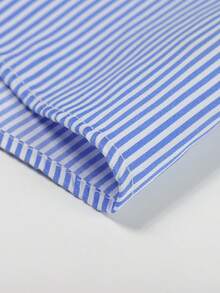 Audmroton Men's Long Sleeve Striped Dress Shirts, Regular Fit Comfy Cotton Blend Business Casual Button-Down Shirts With Front Pocket - 藍色 - 查看 7