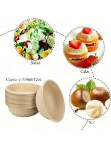 10个装一次性纸碗防漏汤碗火锅蘸酱碗圆形外卖盒纸浆沙拉碗