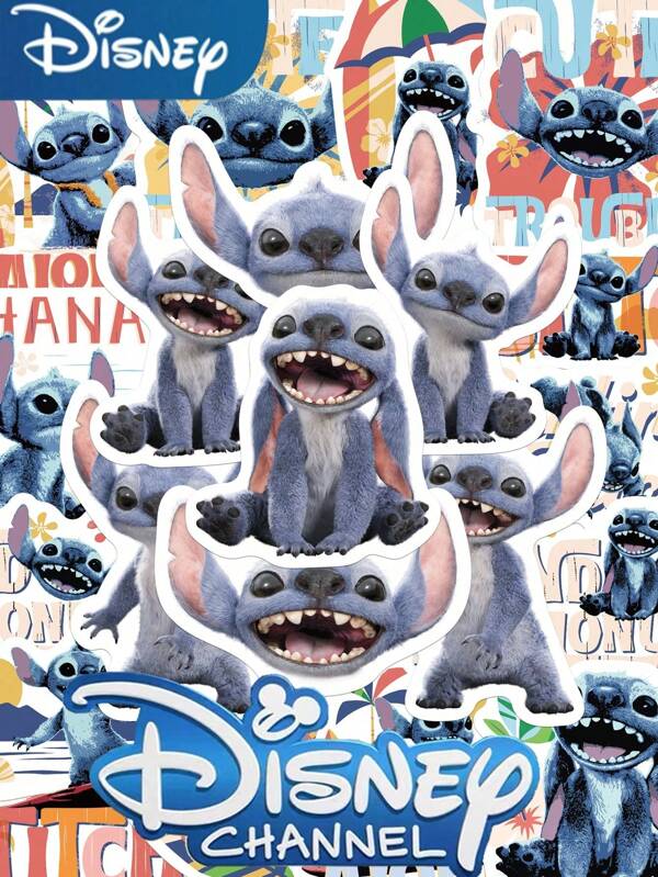 Disney 50pcs Disney Stickers Stitch! The Movie Sticker Waterproof Cartoon Decoration Scrapbook Laptop Luggage Guitar Water Cup Phone Case DIY Decal, School Supplies, Back To School