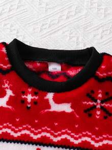 2 pezzi Set di top a maniche lunghe con girocollo e pantaloni con stampa di fiocchi di neve e renne, per bambini di 3-7 anni, adatto per vacanze, casual, studenti