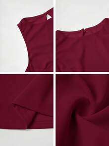 Women's Solid Color Bodycon Backless Christmas Dress - Burgundy - View 11