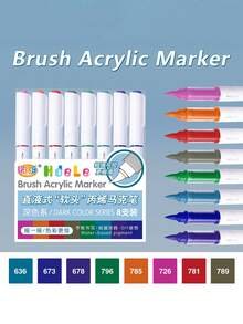 8 支/24 支彩色丙烯彩色马克笔，创意软笔尖设计水彩笔，绘画必备，时尚马克笔套装，适用于不同材质的涂鸦和绘画，学校和艺术用品返校 - 彩色 - 查看 27