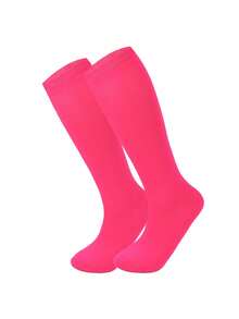 1 Pair Children's Casual Versatile Knee-High Socks, Girls' Solid Color Dance Socks, Suitable For 7-12 Years Old Boys And Girls For Daily Wear