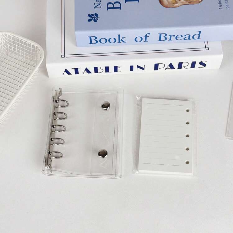 M5クリアリングバインダー、両面ポケット10枚、リフィルペーパー、DIYバインダーノートセット。ステッカーシート、ステッカーブック、ステッカーシェルフ、シールブック、ステッカーバインダー、リフィルパック、クリアステッカーブックシール帳しーる帳シール - マルチカラー - 見る 4