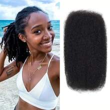 1 件非洲卷曲真人发散装辫子发，每件 50 克，适用于脏辫和扭发，男女通用成人、万圣节服装 - Natural Black - 查看 7