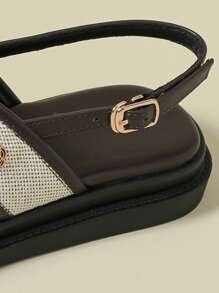 女士厚底单带搭扣凉鞋，黑色撞色流苏波西米亚风复古露趾透气舒适夏季新款坡跟厚底不累脚时尚户外沙滩2026春秋圆头巧克力棕色糖果色运动休闲交叉罗马鞋大码41-43 - 巧克力棕 - 查看 8