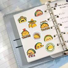SCXXBSW 500 Blatt/Rolle Aufkleber - Cartoon Taco süße Kritzeleien Aufkleber für Notizbuch, Handy, Briefumschlag verschließen - wasserfeste Aufkleber