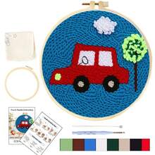 1 Pack Beach Scenery Pattern Punch Needle Embroidery Kit For Beginners Easy Embroidery Needlework Wool Home Decor 20x20cm/7.87x7.87inch
