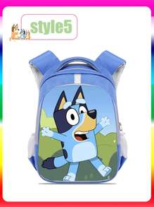 Bluey حقيبة ظهر بلوي، حقيبة مدرسية كرتونية سعة كبيرة، حقيبة مدرسية خفيفة الوزن وعادية