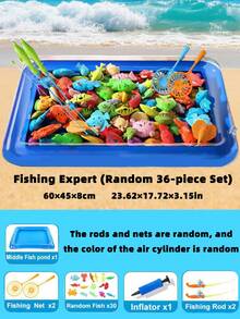 4 Types Of Fishing Game Toys (0-25 Inches), Magnetic Fishing Toy Games, Bathtub Toy Sets, Made Of ABS Material, Floating Fishing Game Toys (Random Style And Color Assembly), Including Fishing Rods, Fishing Nets, Fish, Etc. The Fish Mouths Come With Magnetic Attraction, Inflatable Swimming Pools, Fishing With Family And Friends, Bathing Play, - Multicolor - View 12