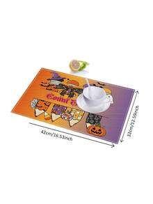 1pc Personalized Halloween Linen Placemats With Custom Name, 32*42cm, Halloween Home Kitchen Table Accessories, Party Festival Room Decor, Great Housewarming Gift For Friends - Multicolor CZD - View 5