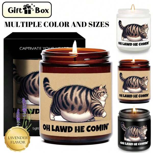 1pc Funny Joke Themed Glass Jar Candle,Humorous Sticker Lavender Soy Wax Candle, Birthday Gift Candle,Funny Gift For Women Men,Ideal For Thanksgiving Day,Home&Rome Decor,Perfect For Meditation Sleeping,Seasonal Holiday Decorations