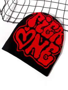 1pc Men's TiER NG Letter Jacquard Knitted Hat, European And American Style, Multicolor, In Stock, Autumn/Winter, Warm And Cold Proof, Valentine's Day Valentines Beanie Fall Outfit - Multicolor - View 19