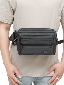新款时尚小众设计多口袋斜挎包休闲轻便日常通勤大容量多层牛津布商务收银钱包简约百搭户外运动跑步骑行腰包度假旅行便携胸包