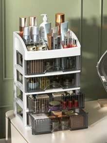 "4-Drawer Clear Cosmetic Organizer – For Makeup, Jewelry & Vanity Elegance" - trắng - Xem 3