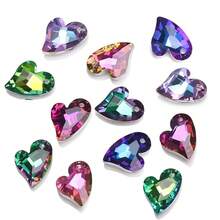 20 件/包 17 毫米倾斜心形玻璃电镀银底吊坠，DIY 手工项链、耳环、手机链、钥匙扣、汽车装饰 - 17mm歪桃 - 查看 2