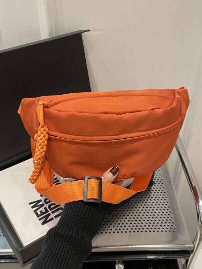Bolso bandolera de nailon de moda, bolso de hombro de unicolor, bolso cruzado casual de mujer para deportes al aire libre
