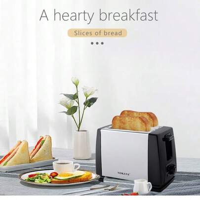 Tostadora de pan de molde 2 rebanadas, Tostador 2 ranuras, 700 W, uso para casa, hogar, restaurantes