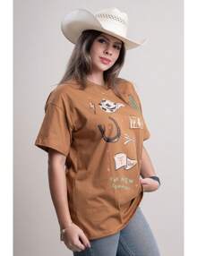 Women's Oversized Texas T-Shirt - Co003 - Cappuccino Brown