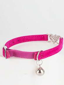 1 Collier Pour Animaux De Compagnie Avec Cœur En Strass Et Décoration De Cloche, Collier De Chat
