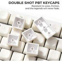 XVX White Jade Keycaps Double Shot PBT Keyboard Key Caps 132 Keys MDA Profile Keycap Set Compatible With 60 65 75 TKL 96 100 US Layout Cherry MX Switches Mechanical Keyboards2a5 - 半透明白玉 - 查看 3
