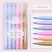 6 Stücke Wasserbasierte Farbstifte Set, Filzstifte in Makronen-Farben, Kalligraphiestifte für tägliches Schreiben, Tagebuch, Notizen und Zeichnen, geeignet als Schulmaterial