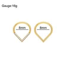 2 Pcs Daith Piercing Jewelry Hypoallergenic CZ Heart Cartilage Earring 18K Gold Plating Water Droplet Septum Ring 316L Stainless Steel Moon Helix Earring For Women