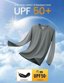 Men's Long Sleeve Shirts UPF 50+ UV Sun Protection Athletic Shirts For Hiking Running Workout Rash Guard-2025 - Dark Grey - View 6