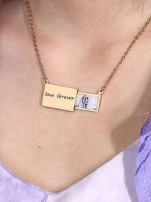 1 Pc Custom Pictures Photo Camera Necklace Personalized Pictures Photo Pet Pictures Letter Sentence Poem Number Logo Sign Can Open Mini Camera Page Memorial Pendant Stainless Steel Jewelry Pendant For Women Chain Birthday Gift Valentine's Day Gift Christmas Gift