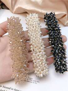 1 Stück/Set Haarspange mit Kunstperlen & Kristallen, große Haarklammer für Halbdutt, Haaraccessoire Geschenk für Mädchen, Muttertagsgeschenk, flache Haarklammer, Haarklammern, Clips fürs Haar, Haarspangen, Haarklauern