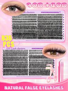 640 Stück Wimpernverlängerungen Natürliches Aussehen 640 Stück Wispige Büschel Wimpern - 9-16mm Flauschige DIY Verlängerungen 30D+40D+50D | Wimpernbüschel | Exquisites Geschenkset für Neujahr, Hochzeit, Musikfestival, Erntedankfest Wimpernbüschel, Wimpernbüschel, Einzelwimpern, Wimpern, Falsche Wimpern