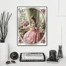 JOZYSH 1 conjunto de pintura diamante vintage para mulheres, 40x40 cm/15,7x15,7 polegadas, kit de bordado diamante redondo completo, arte e artesanato sem moldura, kit faça você mesmo adequado para iniciantes