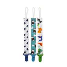 Kit 3 Universal Pacifier Clips For Babies - Unisex Clip - Hiu + Zebra + Dinosaurus - View 5
