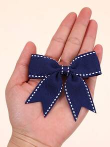 Juego de 10 piezas de pinzas para el cabello y diadema estilo preppy, accesorios para el cabello azul marino para fiesta escolar primer día, accesorios para niñas regreso a clases - Azul Marino - View 5