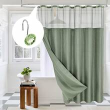 MitoVilla Purple Shower Curtain Hooks Rings, Metal Shower Hooks Shower Curtain Liner, Purple Rust Proof Shower Rings Curtain Accessories And Bathroom Shower Rod, 12 Pack Bathroom Set - Sage Green - 查看 2