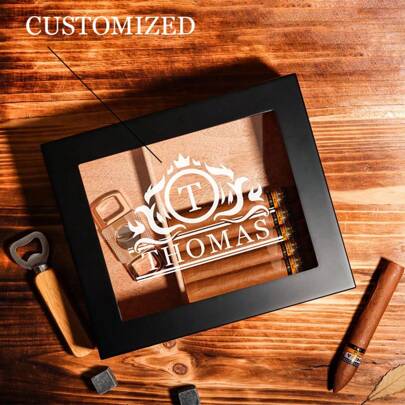 Personalized Cigar Humidor Gift For Men, Custom Cigar Box, Gift For Him, Groomsmen Gifts, Boyfriend Gift, Husband Gift, Fathers Day Gift