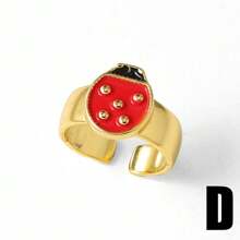 Nuevo anillo ajustable de gota de aceite de insecto chapado en oro de 18K de cobre para uso diario de mujeres