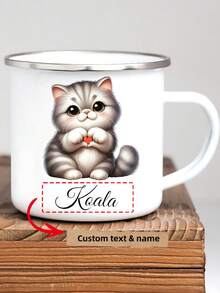 1pc Personalized Name White Mug, Handmade Ceramic Mug, Unique Gift For Special Occasions, Personalized Photo Coffee Mug, Personalized Anniversary Photo Mug,Chic Design - White - View 35