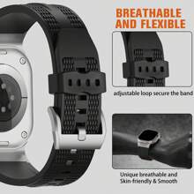 Bands Compatible With Apple Watch Band 49mm 46mm 45mm 44mm Wristband, Rugged Men Sport Silicone Strap Compatible With Apple Watch Ultra 2/1 Series 10 9 8 7 6/SE 5 4 3 2 1