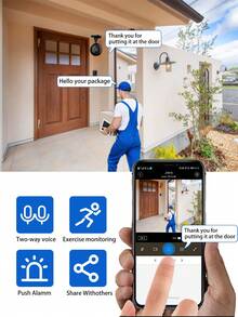 Anyazhineng 1 台室内安全摄像头 - 全高清 1080P，红外夜视，双向音频 - 运动检测，APP 警报，多用户共享 - 适用于墙壁/天花板/桌面安装 - 家庭、婴儿和宠物监控 - 黑色 - 查看 6