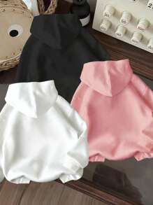 3pcs/Set Toddler Heart Graphic Warm Hooded Sweatshirts - Multicolor - View 2