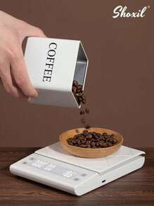 shoxil 3个带竹盖的密封咖啡储物罐 - 方形金属展示罐，适用于咖啡豆、茶叶、零食和干货，厨房橱柜收纳（3件套）