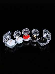 3PCS Cute Acrylic Valentine's Day Engagement Wedding Party Favors Ring Box, Earrings Earring Ring Storage Box, Jewelry Display Box, Transparent Crystal Plastic Ring Box, Earrings Jewelry Storage Display Box, Wedding Valentine's Day Favors Box, Exquisite High-End Convenience Goods