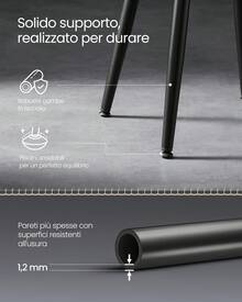 EKHO Collezione - Sgabelli Cucina, Set da 2 Sgabelli Alti da Bar, Sedie Cucina, Rivestimento con Cucitura, Altezza 76,2 cm, Sala da Pranzo, Facile da Montare, Nero Inchiostro - nero - Visualizzare 4